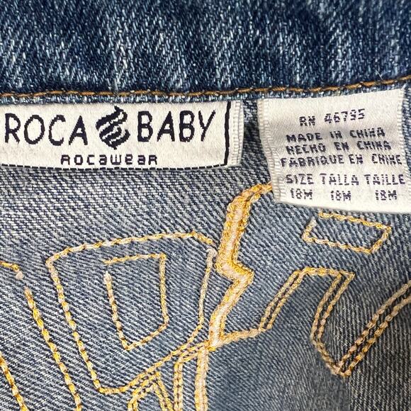 Baby Rocawear Infant Unisex 18M Blue Jean Jacket Back Stitched Logo 100% Cotton - Picture 5 of 6